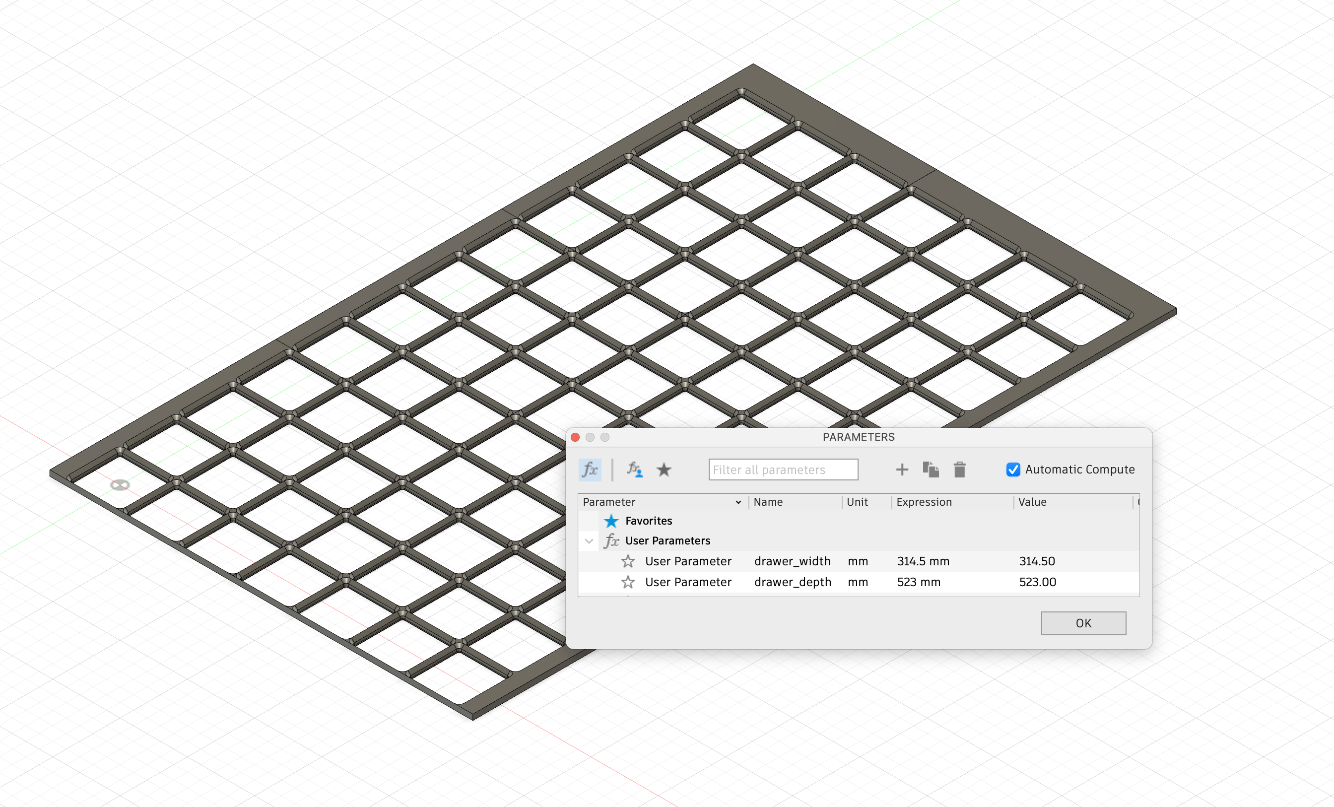 Gridfinity Drawer Baseplate Generator (Fusion360)