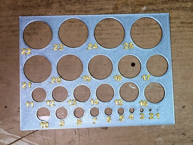 Hole Size test print. Updated with numbers by the holes. Perfect for 2 color print.