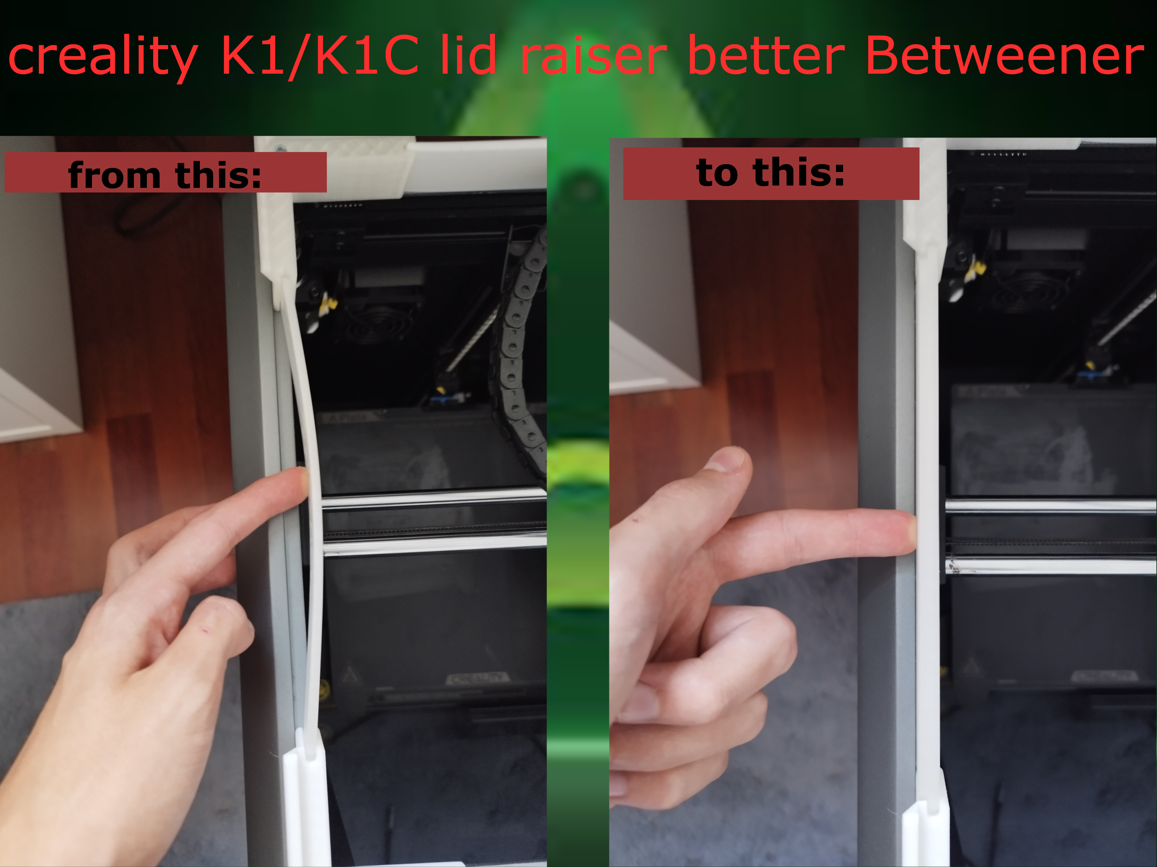 better and more quiet Betweener for k1/k1c lid riser 3D model thumbnail