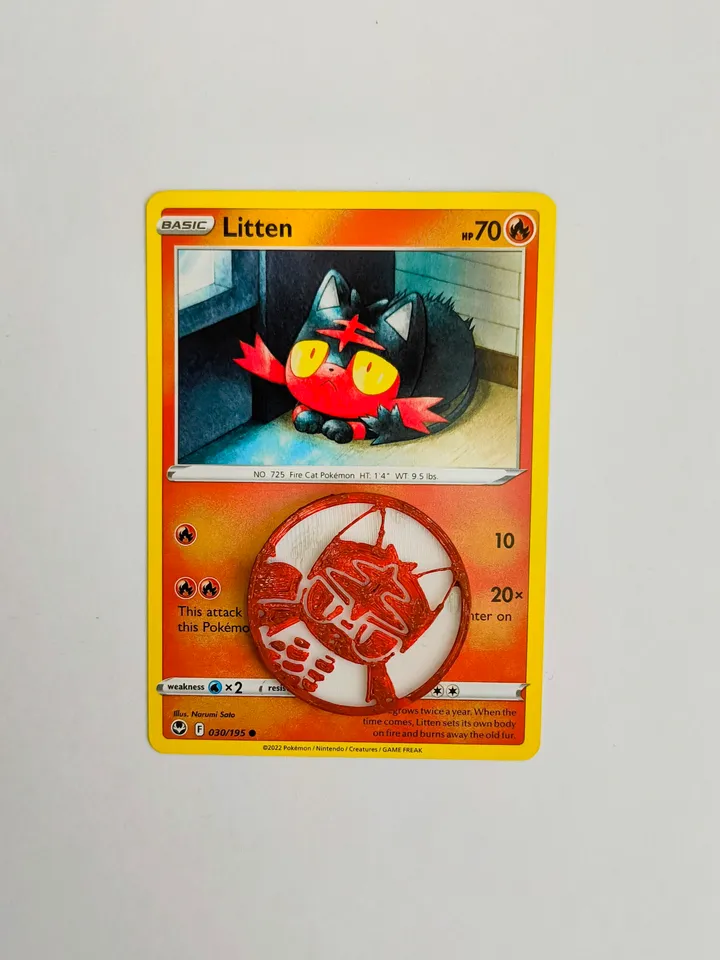 Pokmon coin (Litten) by Kubco141 | Download free STL model | Printables.com