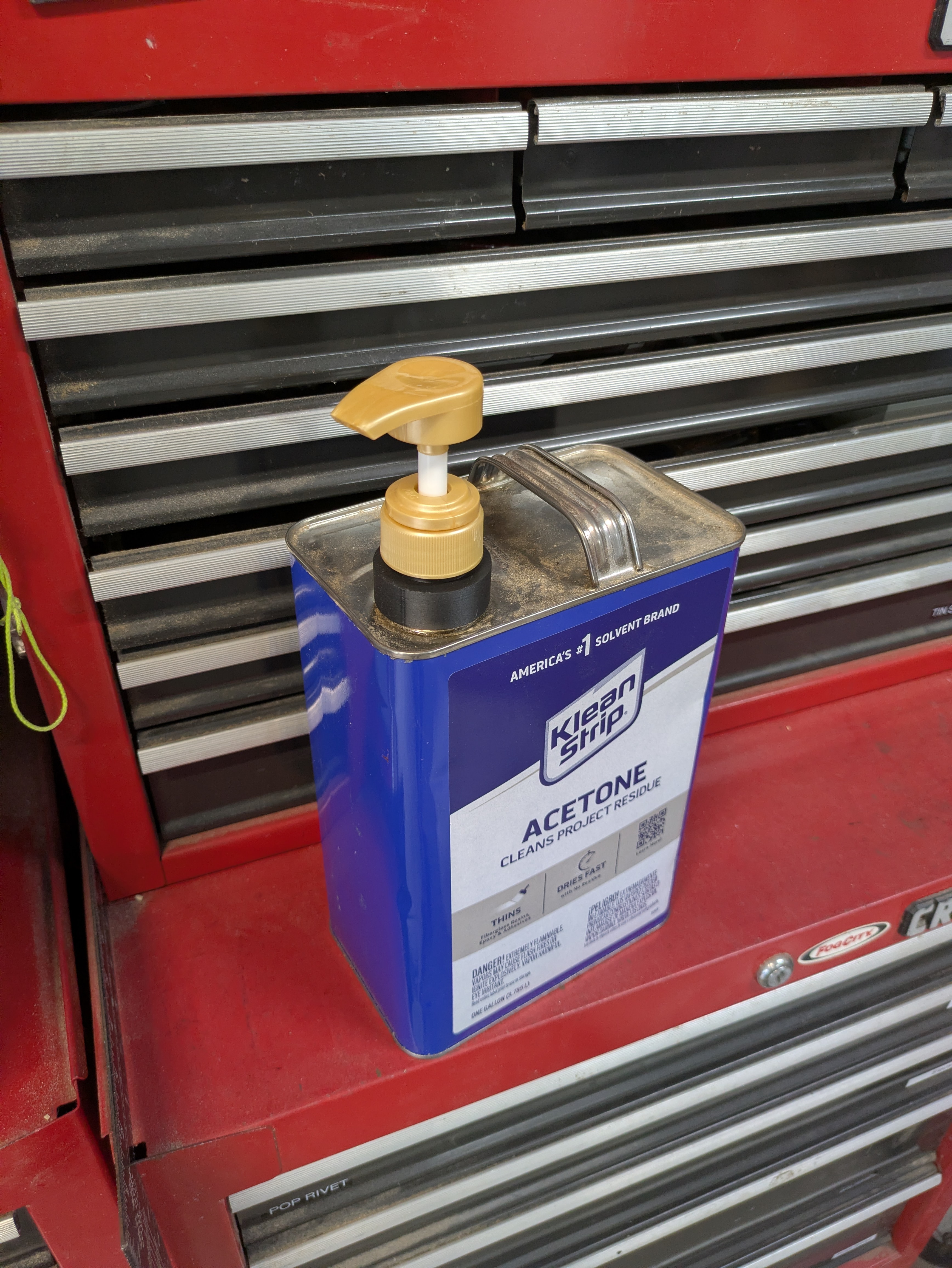 Add Pump to Acetone Can. Adapter.