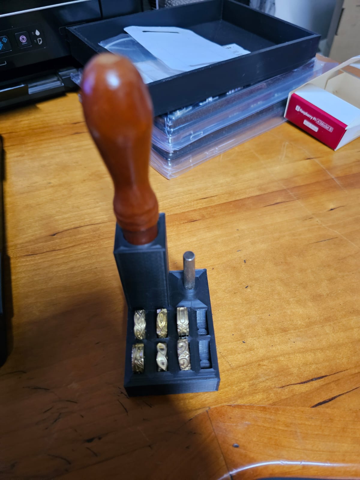 embossing tool and wheel holder for leatherwork