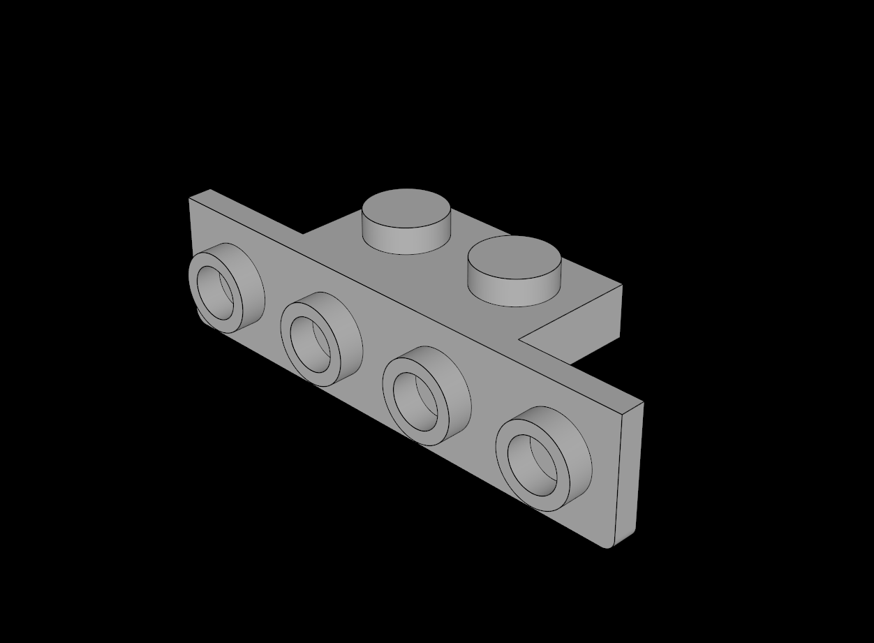 Lego Compatible (28802.dat) Bracket  1 x  2 -  1 x  4 with Rounded Bottom Corners