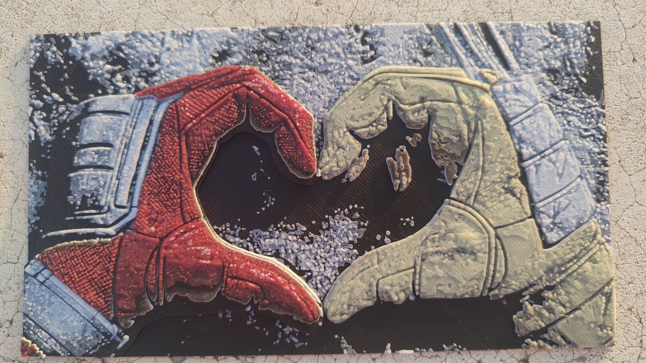 Hueforge  Deadpool and Wolverine heart