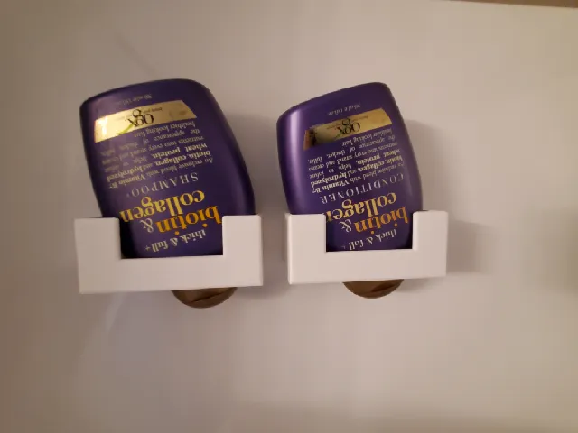 Inverted shampoo bottle shower holder