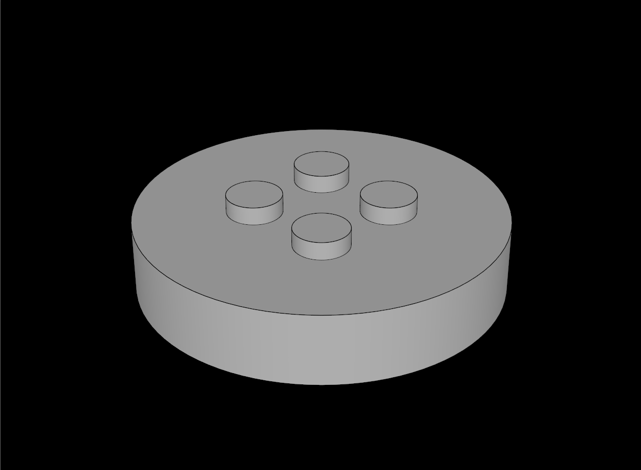 Lego Compatible (18602.dat) Brick  4 x  4 x  0.667 Round - Top with  4 Studs