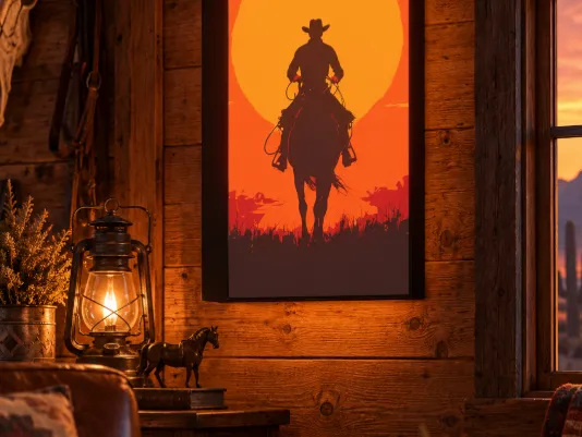 Cowboy Sunset LED Light Box | Western Horseback Rider