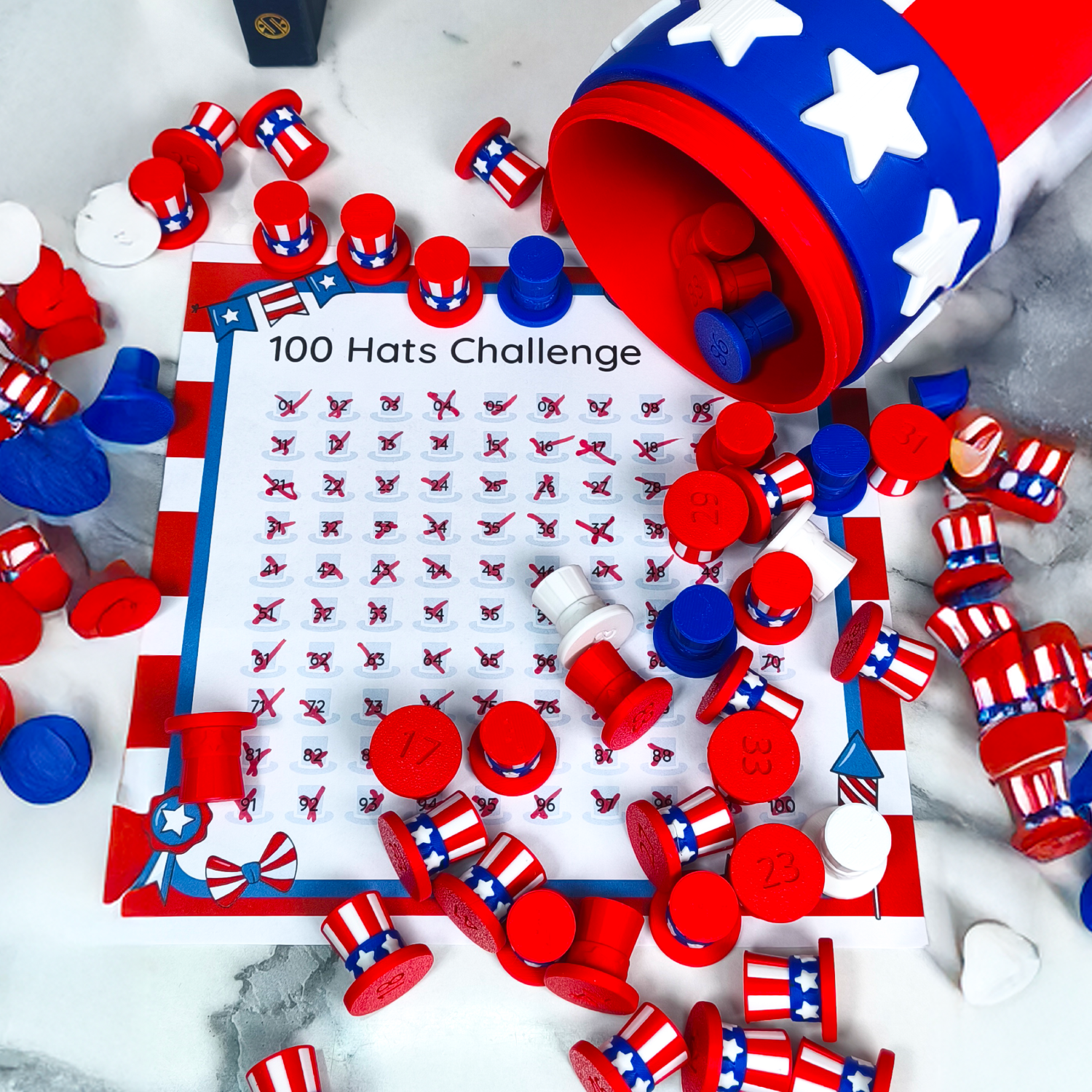 The 100 Hidden Uncle Sam Hats 4th July Game + PDF