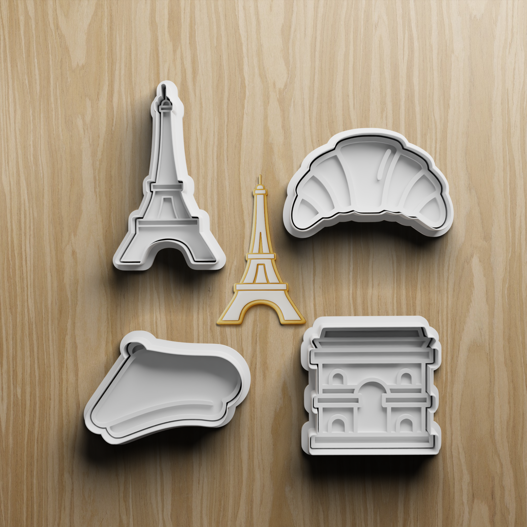 4 Piece France Paris Eiffel Tower Cookie Cutter STL Set