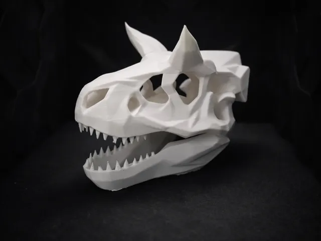 Low-Poly Dinosaurier Schädel – Moderner Deko Totenkopf