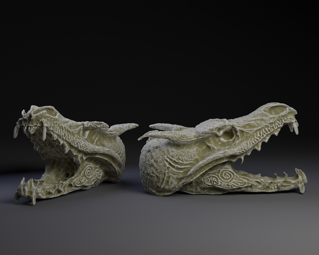 Pagan Carved Dragon Skull