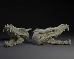Pagan Carved Dragon Skull