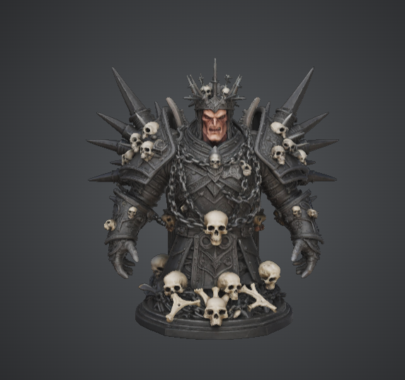 Skull Warlord Bust – Dark Fantasy Bone King with Spiked Armor