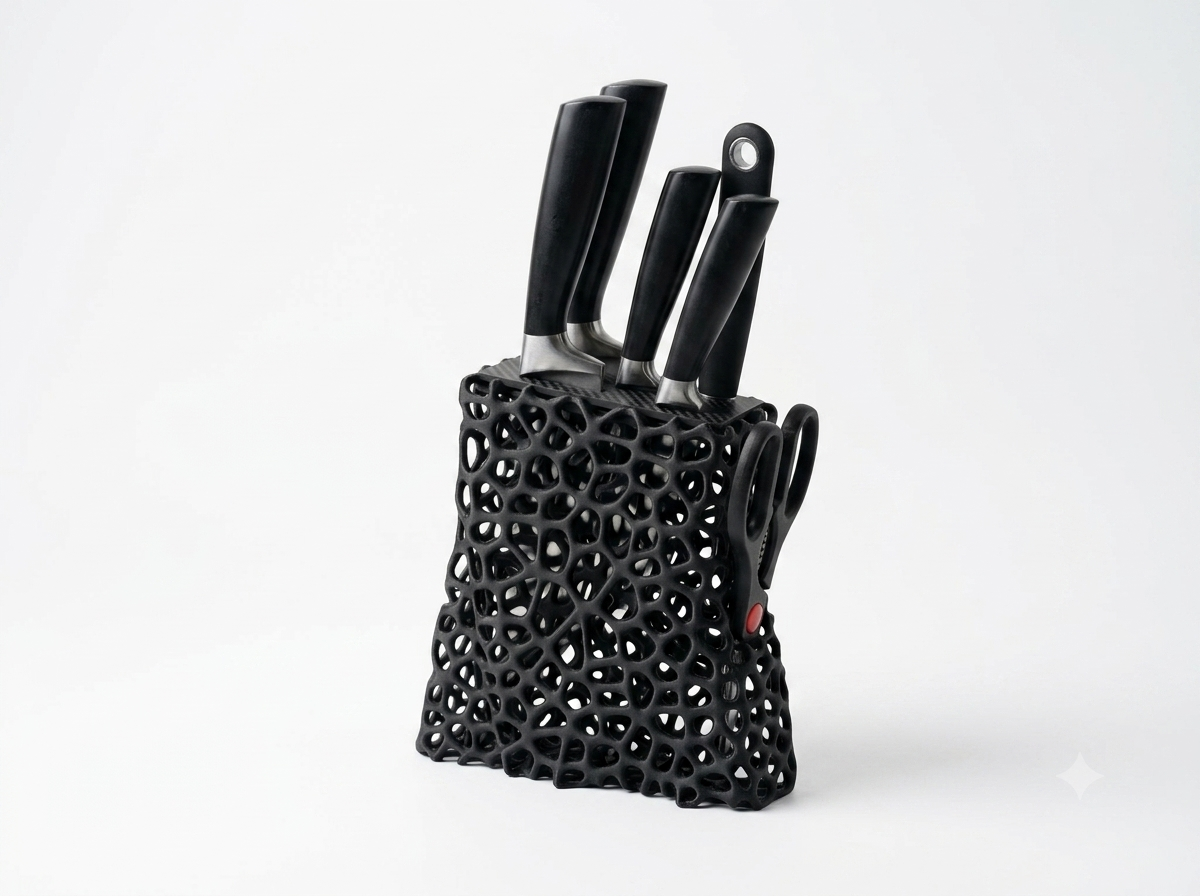 Modern Voronoi Kitchen Knife Block - Art peace