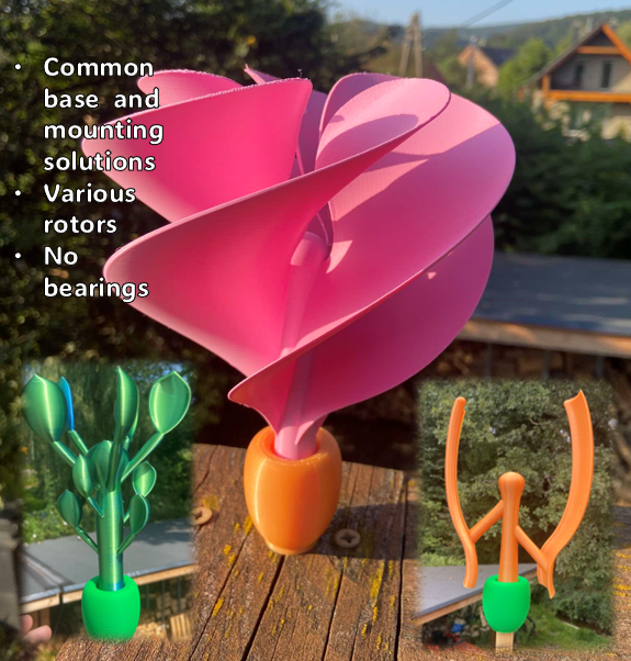 Surreal Vertical Windmills - no bearings, no supports, Moebius inspired garden spinners