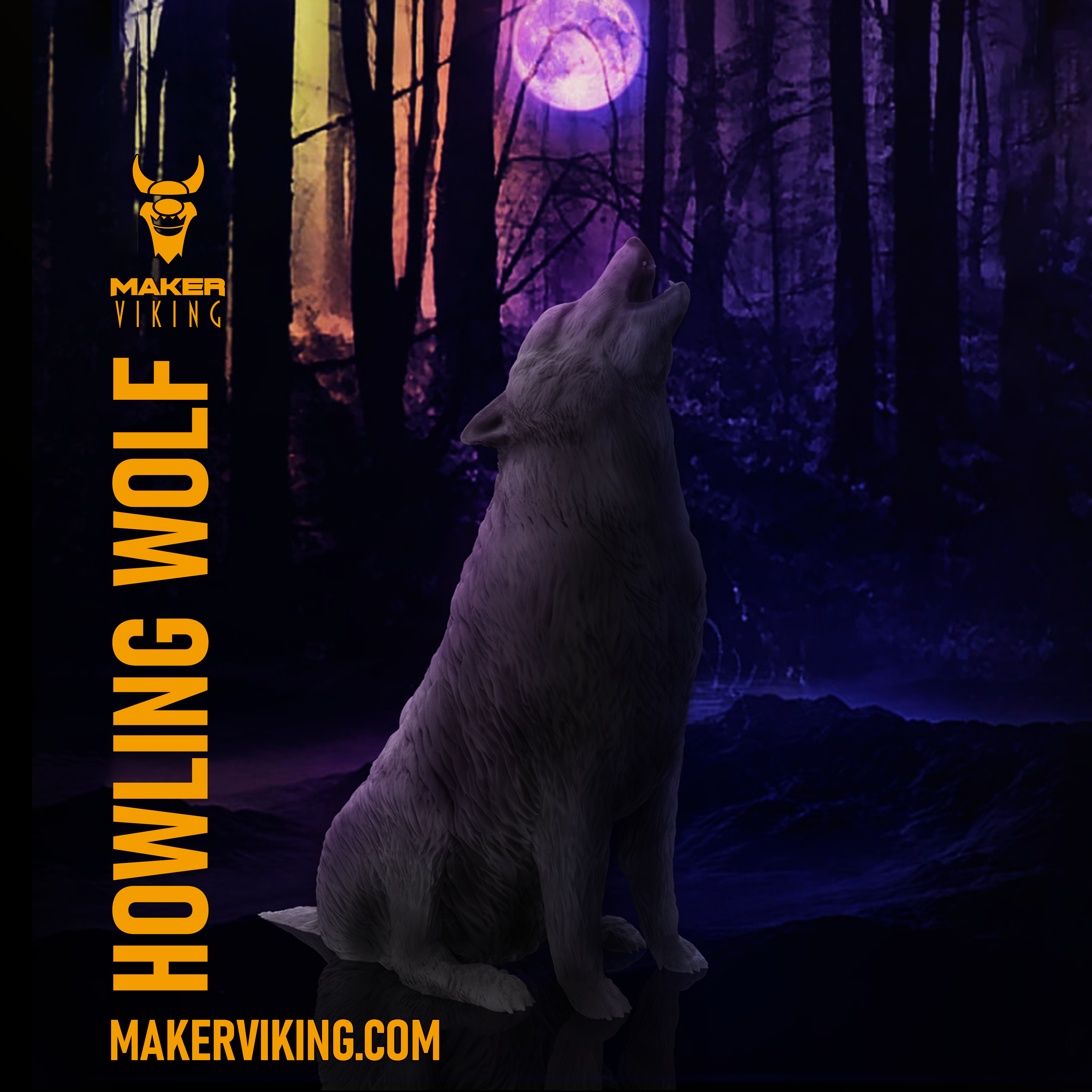 Howling wolf 3D model