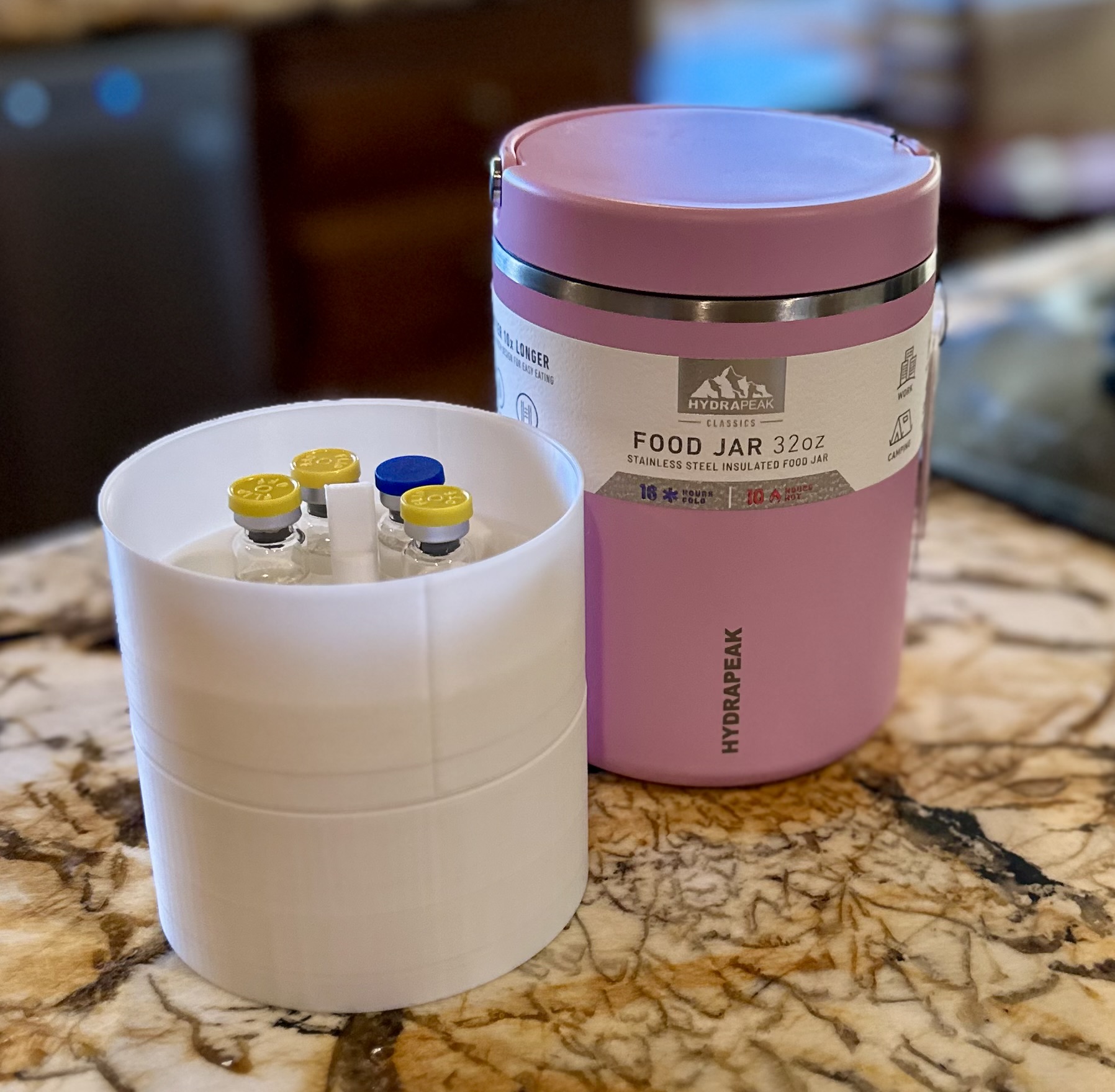 Hydrapeak 18/32 oz food thermos 3ml vial insert