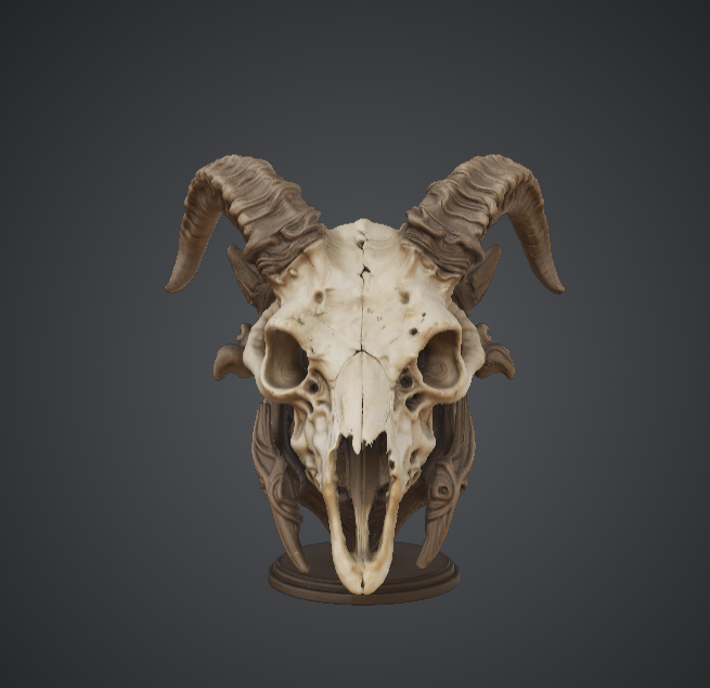 Ram Skull Totem – Horned Bone Relic