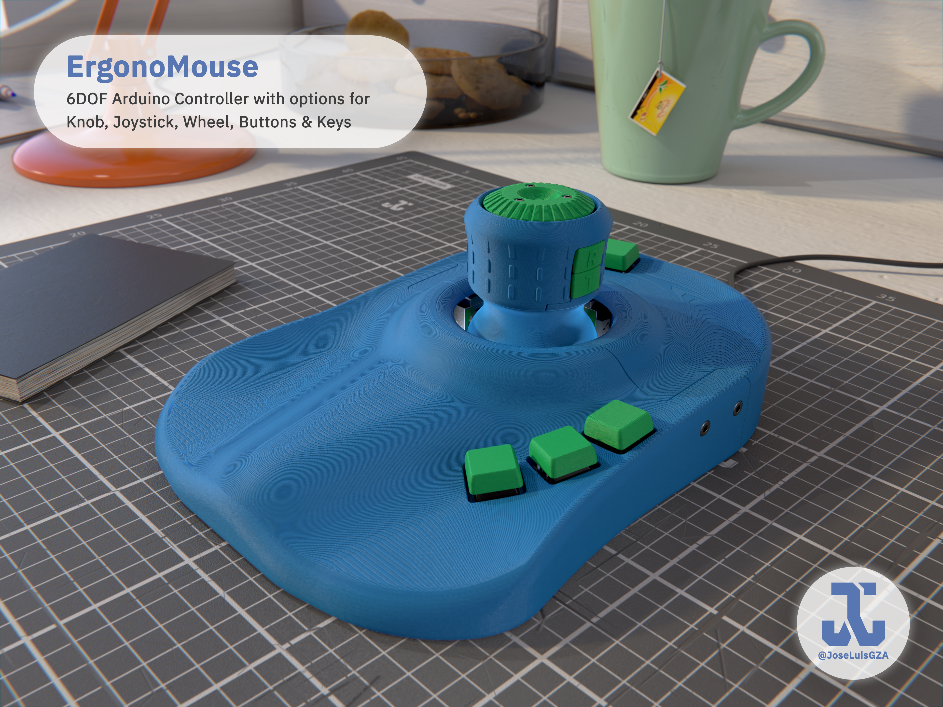 ErgonoMouse - 6DOF Controller Knob & Joystick with Wheel, Buttons & Keys