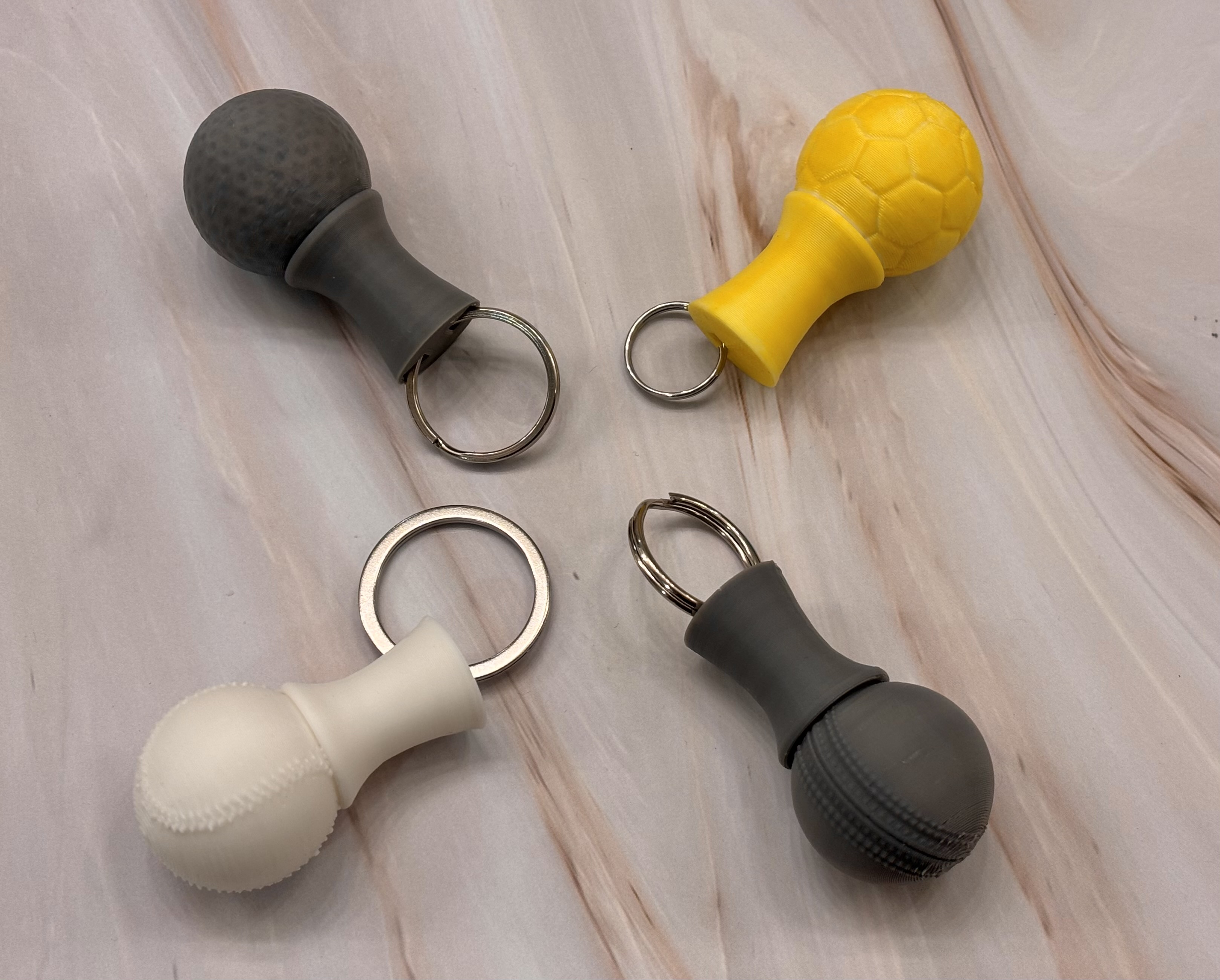 Miniatura 2 do modelo 3D Soccer, Baseball, Cricket, Golf Ball Trophy Knob style keychains set