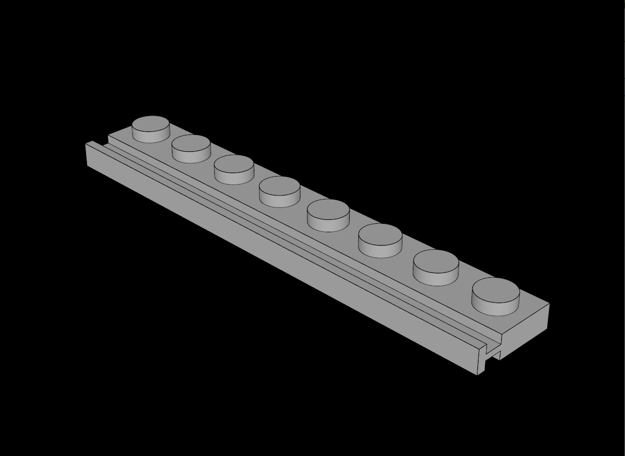 Lego Compatible (4510.dat) Plate  1 x  8 with Door Rail