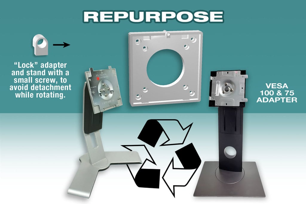 Repurpose Dell Monitor Stand VESA 100 75 Adapter