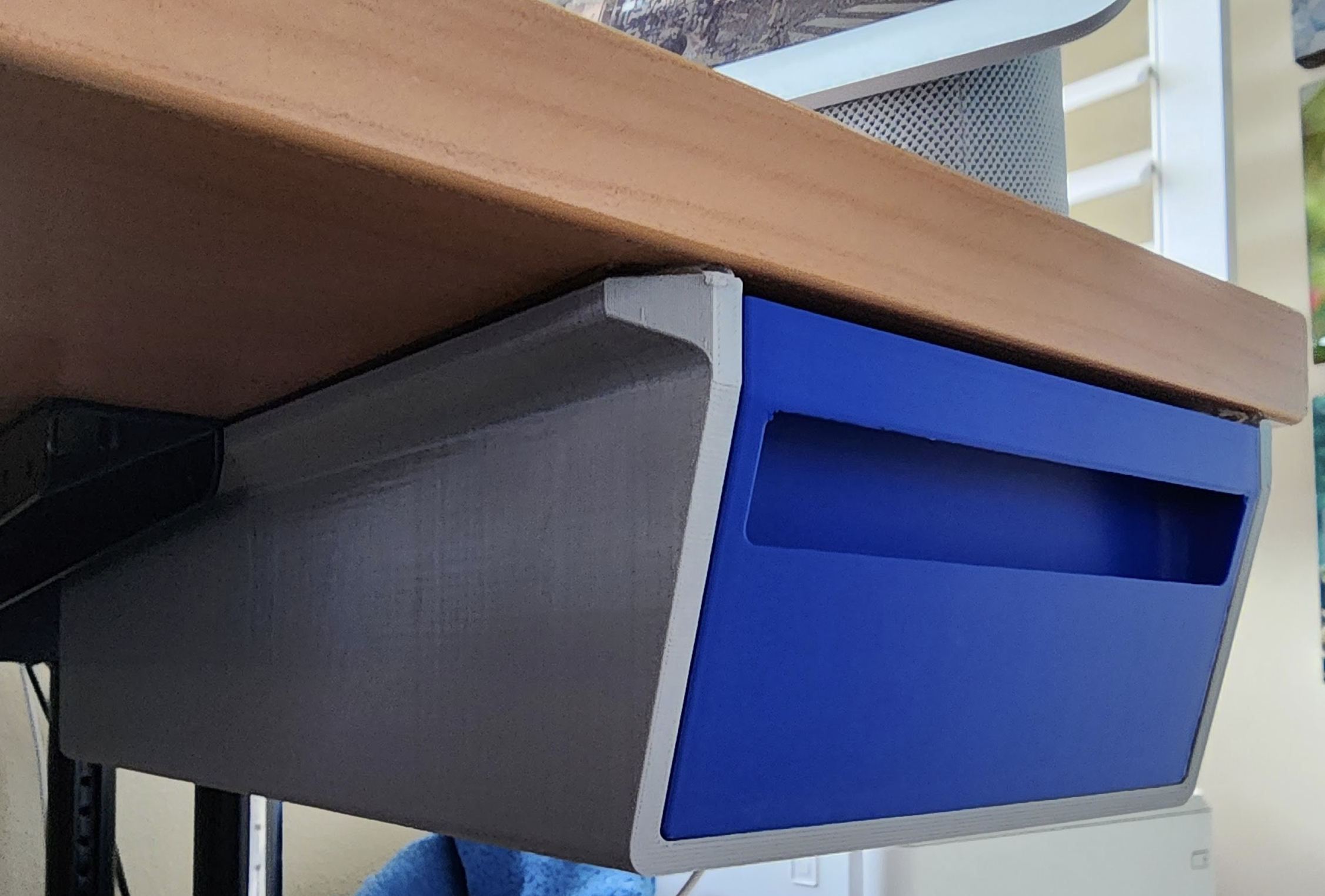 Wider and longer underdesk drawer (15x29.5x7.3cm) 3D model thumbnail