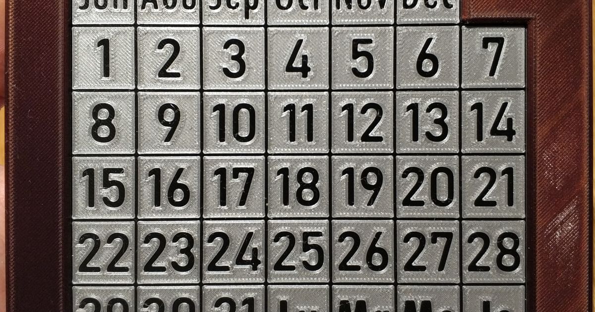 Calendrier Pentomino FR by Kinou3000 | Download free STL model ...