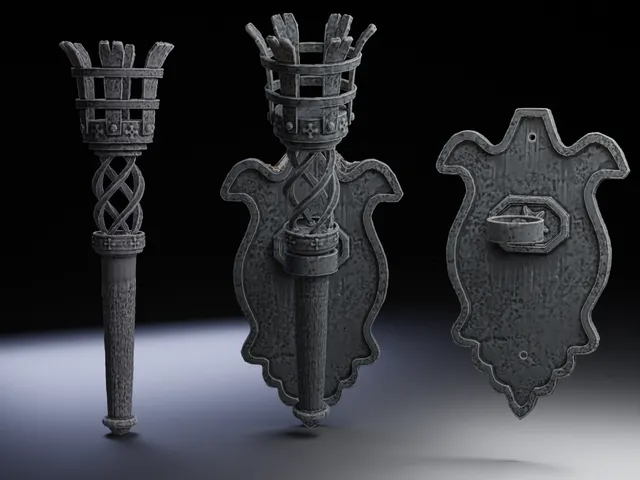 Medieval Torch and Holder : Wall Mount