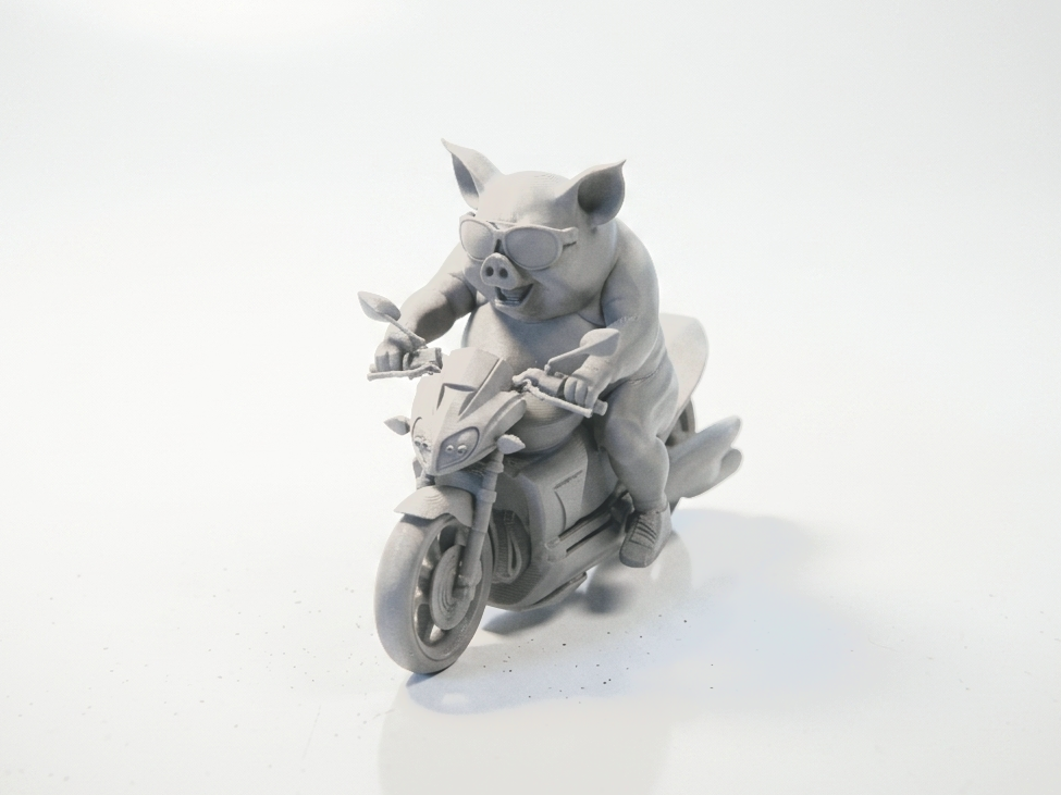 Pig Rider Motorcycle Figurine Animal 3D Printable