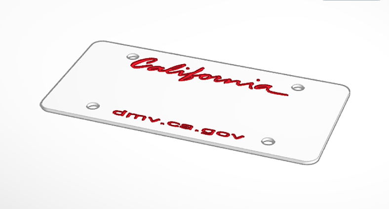 California License Plate Blank Template by W5AUG | Download free STL ...