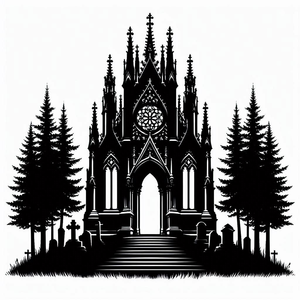 Set of fantasy neo gothic architecture pictures