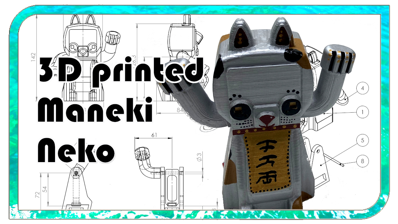 Functioning 3D printed Maneki Neko
