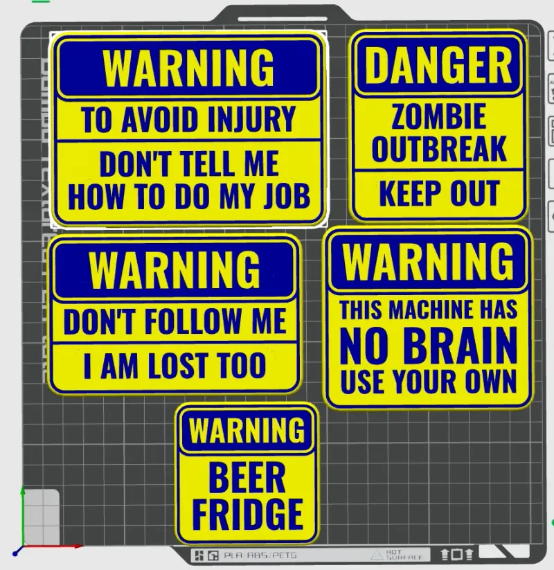 Warning signs - customizable por Makkuro | Descargar modelo STL ...