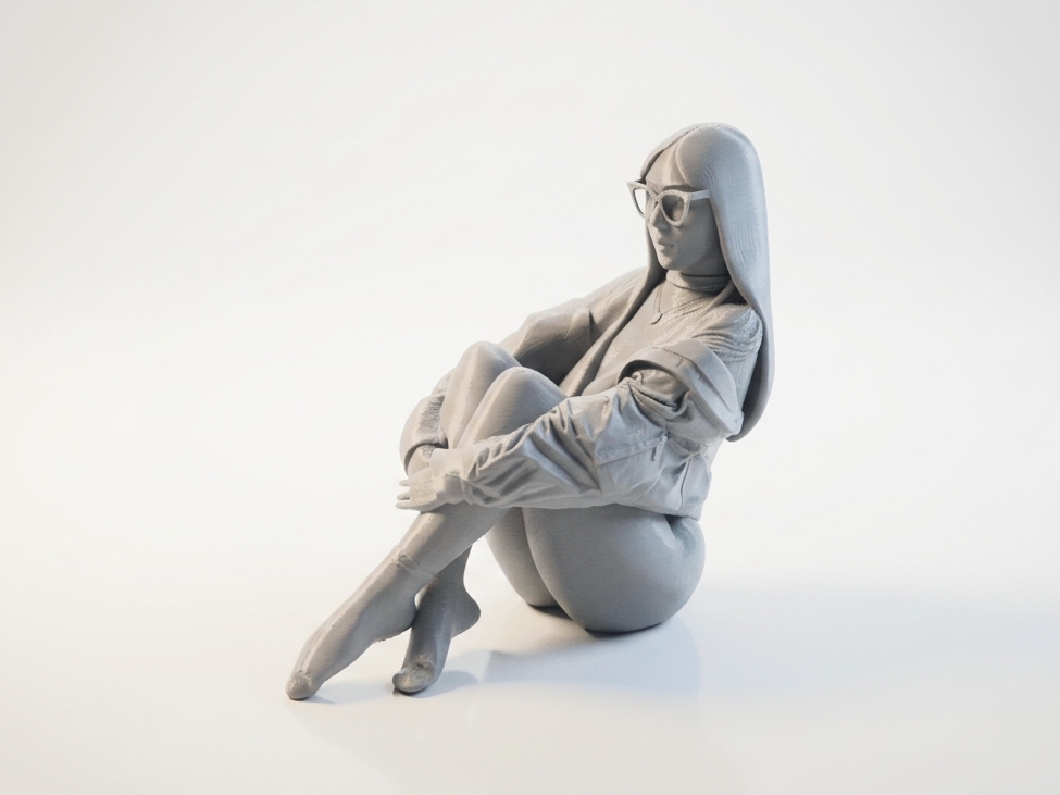 Sitting Lady Figurine Female Figure 3D Printable