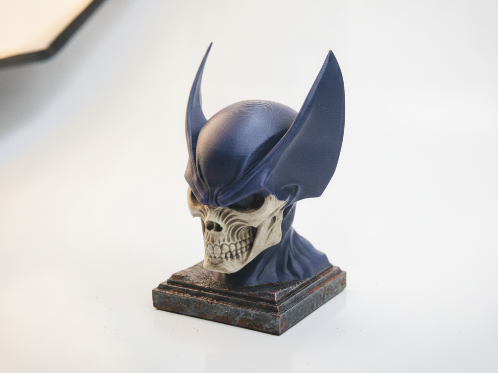 Half Skull Wolverine Bust Sculpture 3D Printable