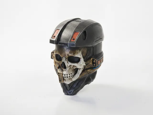 Half Skull Face Master Chief Bust Sculpture 3D Printable