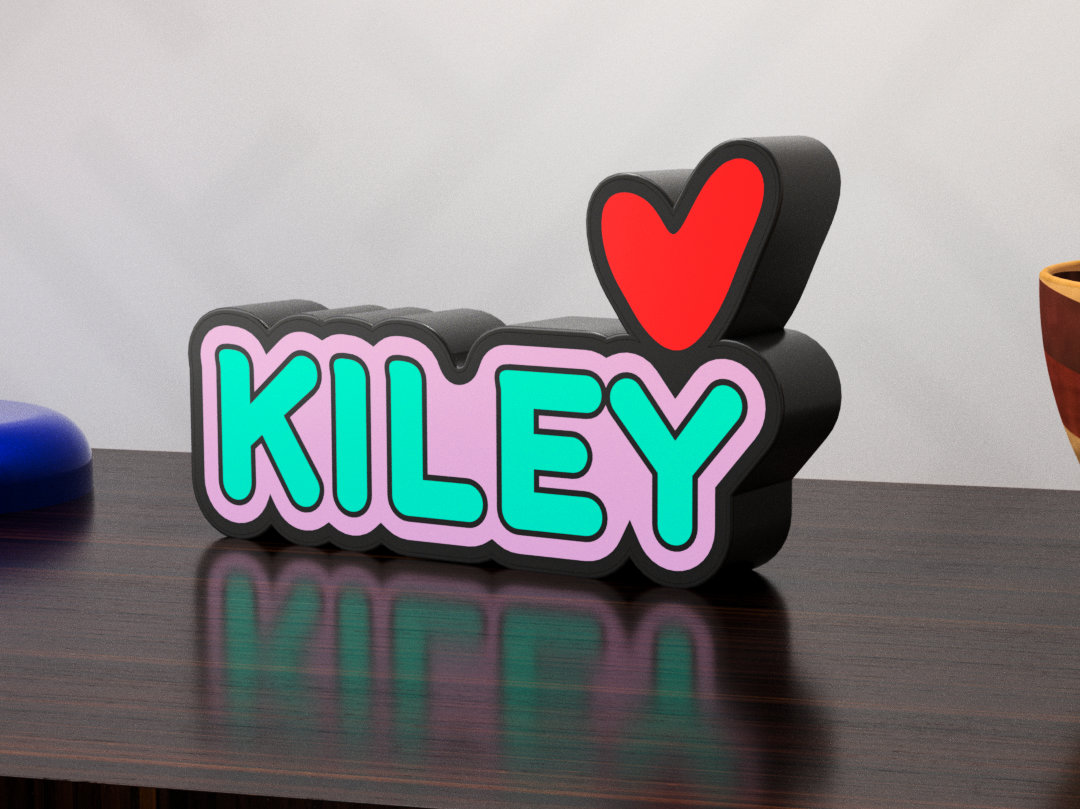 Glowing WLED or LED lightbox with the name Kiley
