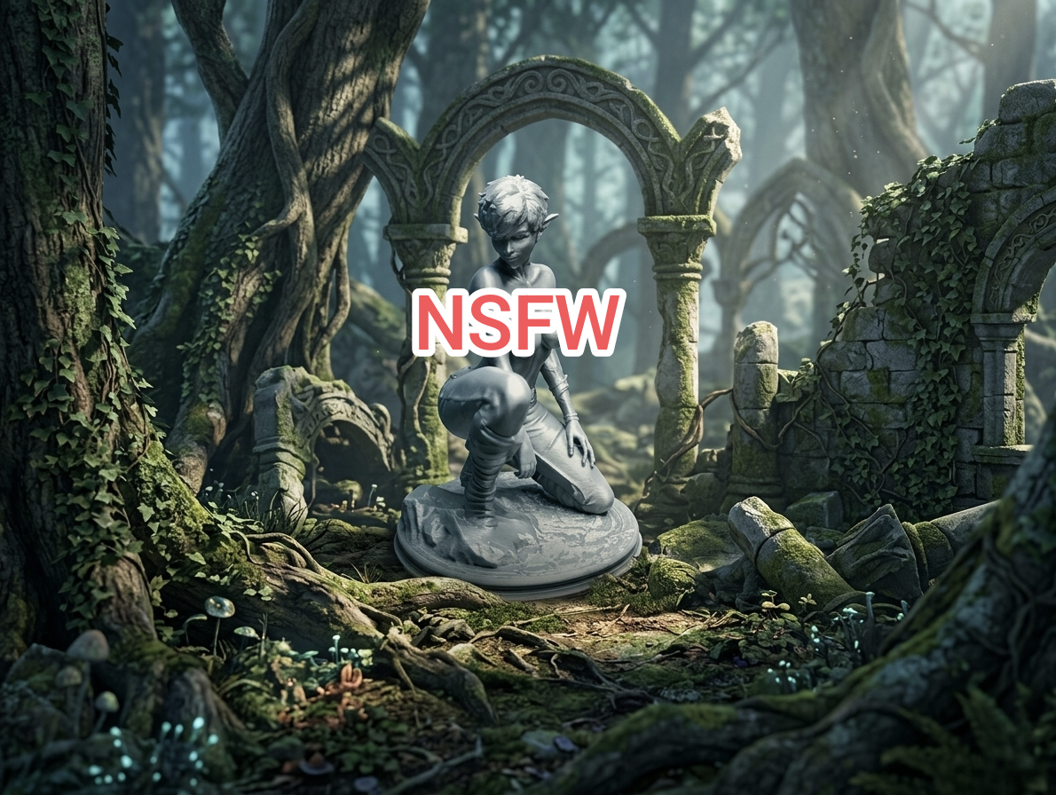 Forest Whisper – Kneeling Elven Pin-up (NSFW)