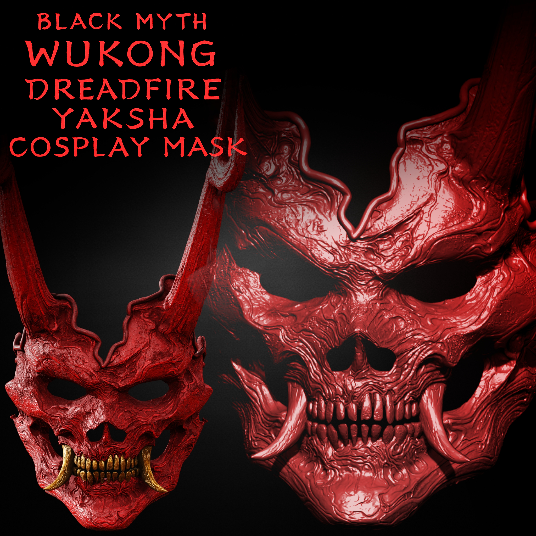 BLACK MYTH WUKONG DREADFIRE YAKSHA MASK life size cosplay - Fan Art
