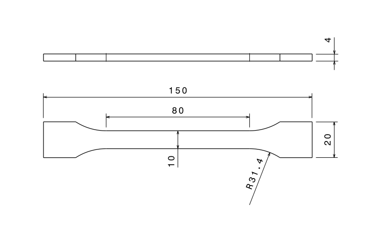 Tensile testing specimen
