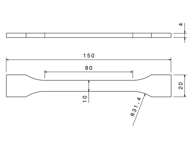 Tensile testing specimen
