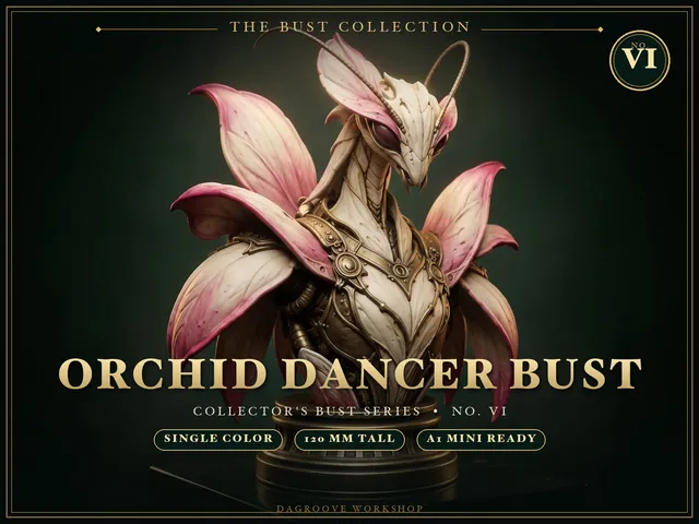 Orchid Mantis Bust Sculpture, Orchid Dancer