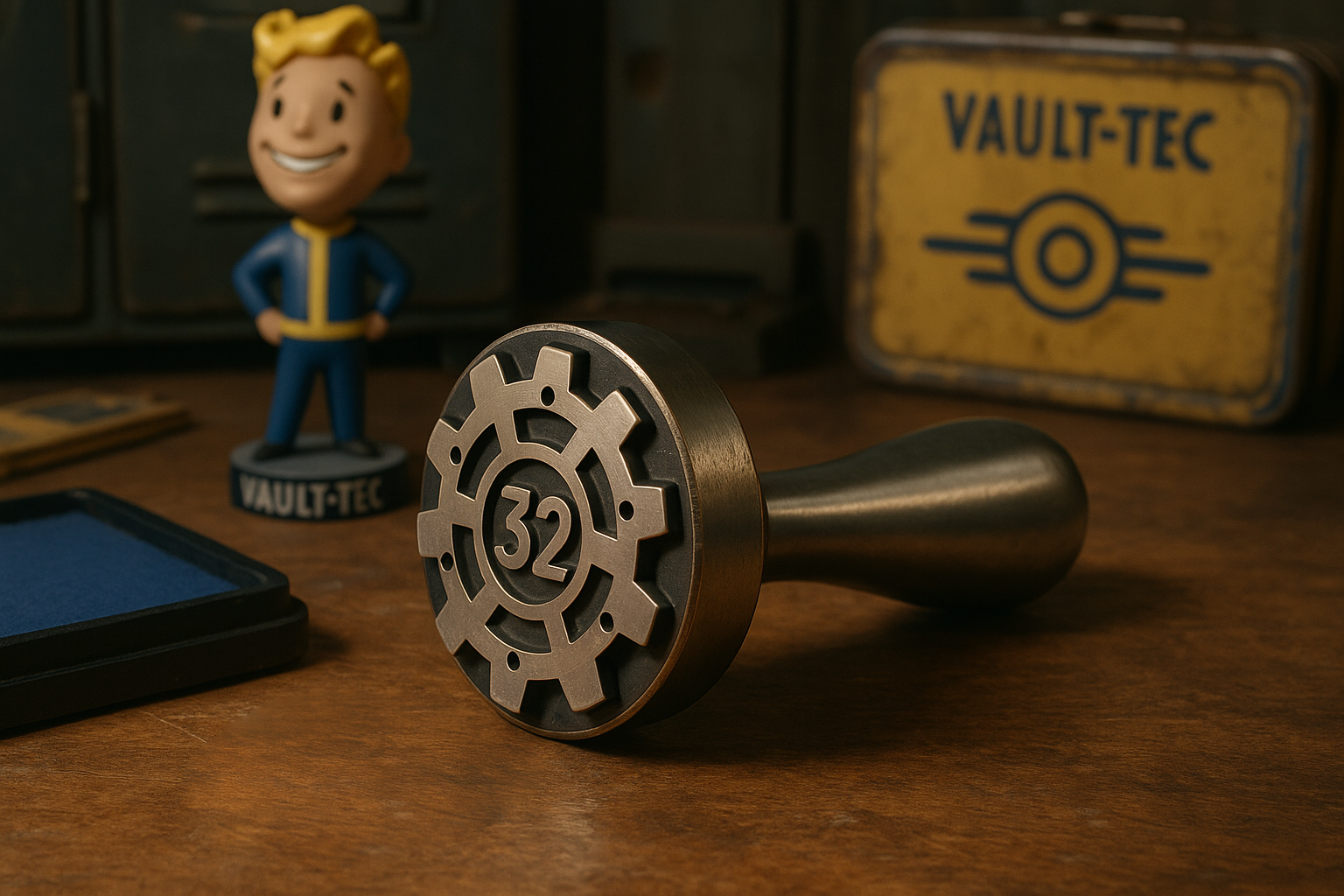 Fallout-inspired Vault 32 Stamp