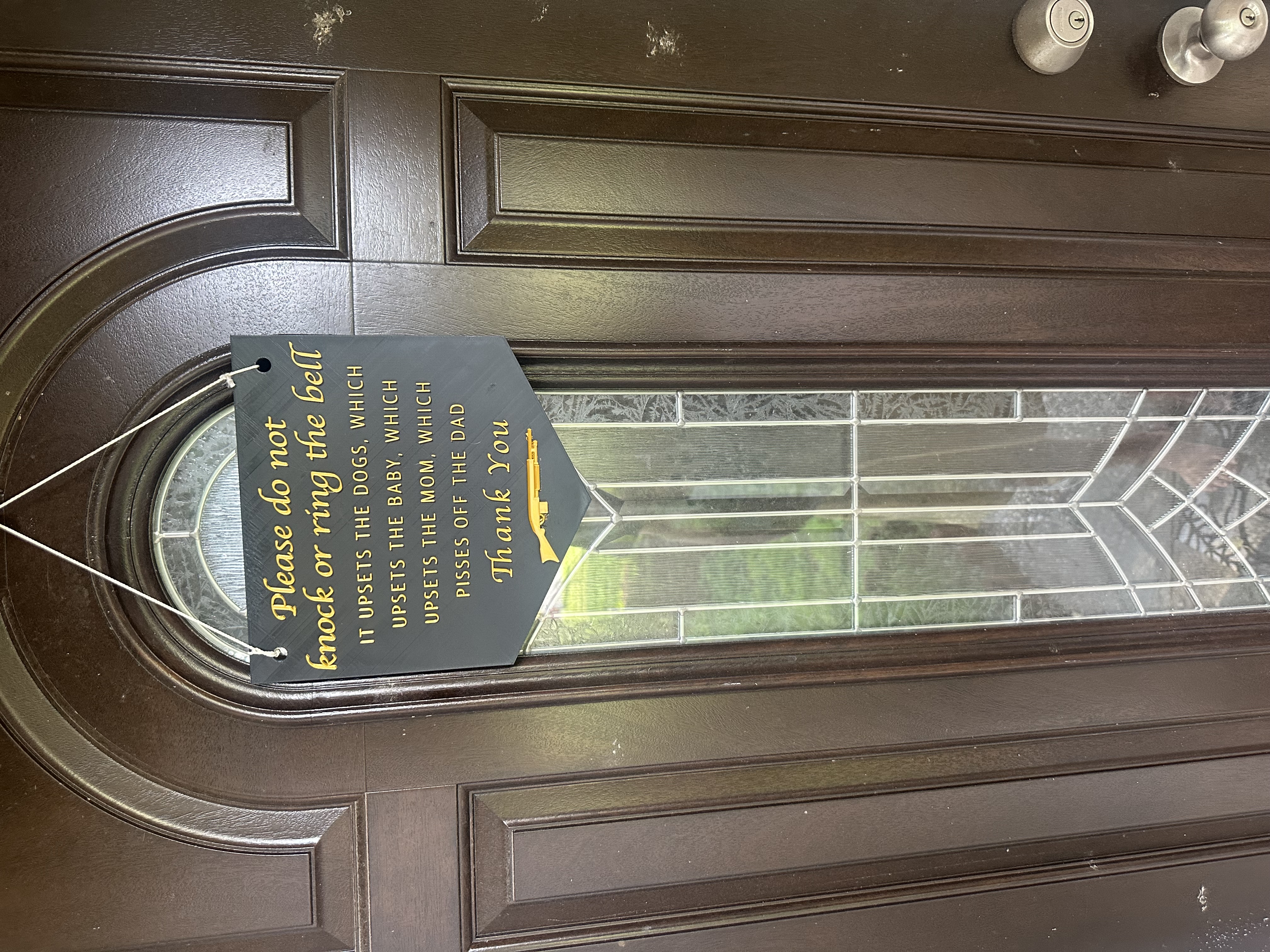 "Do Not Knock" Front Door Sign