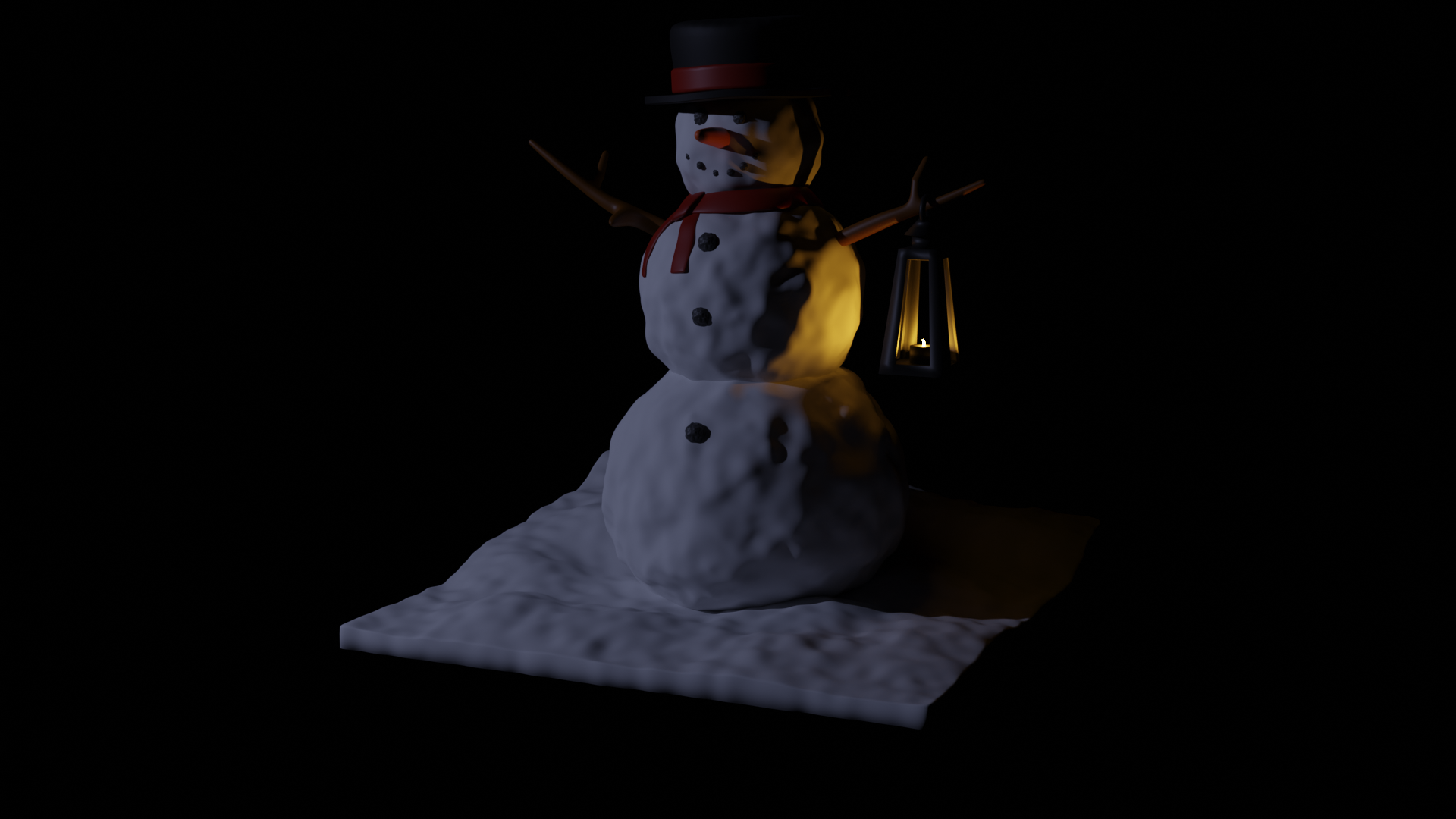 Snowman with a lantern