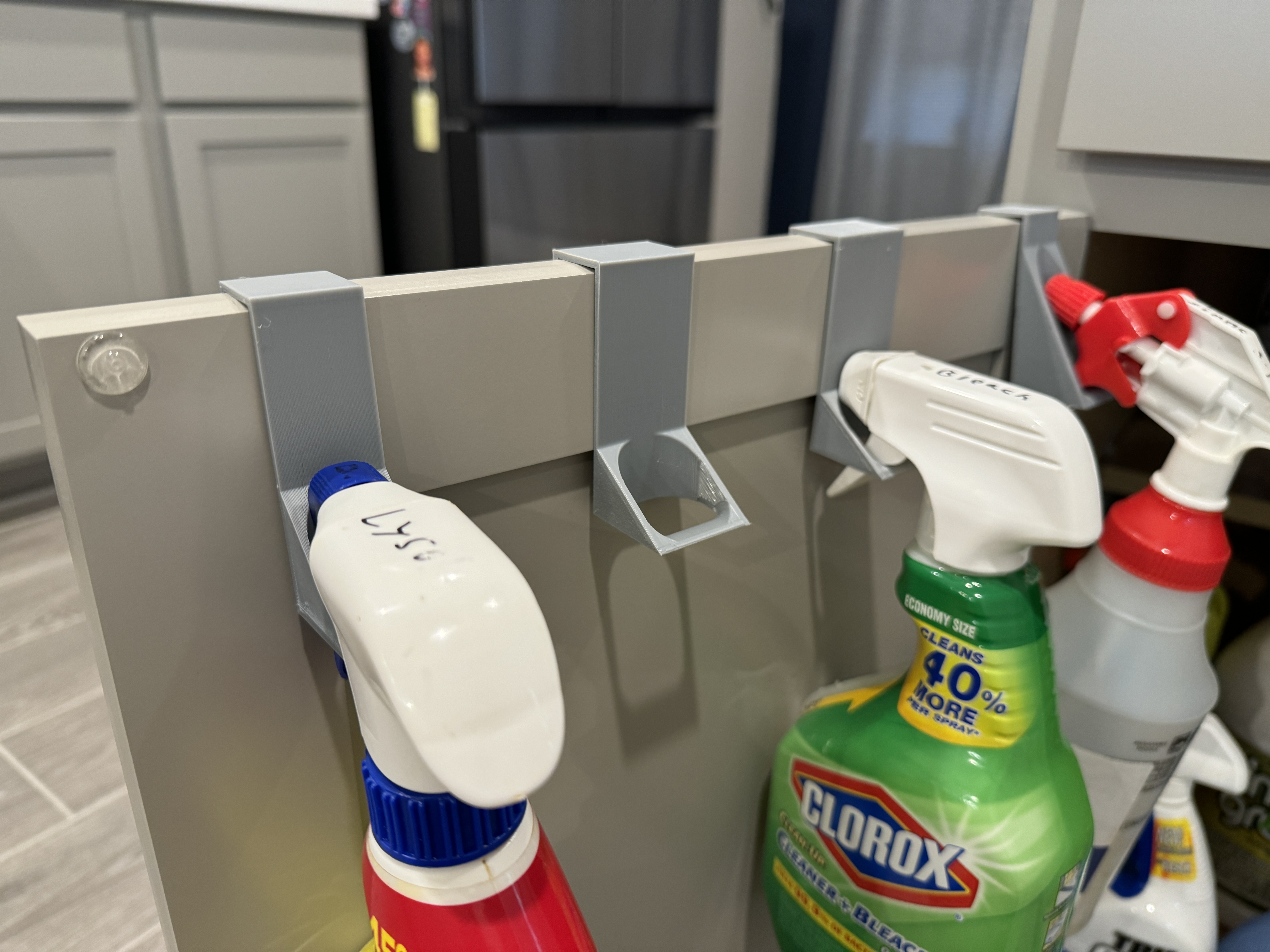 Cabinet Door Spray Bottle Holder (no holes/adhesive) 3D model thumbnail