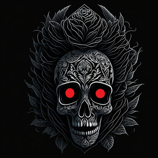 Skull red eyes hueforge