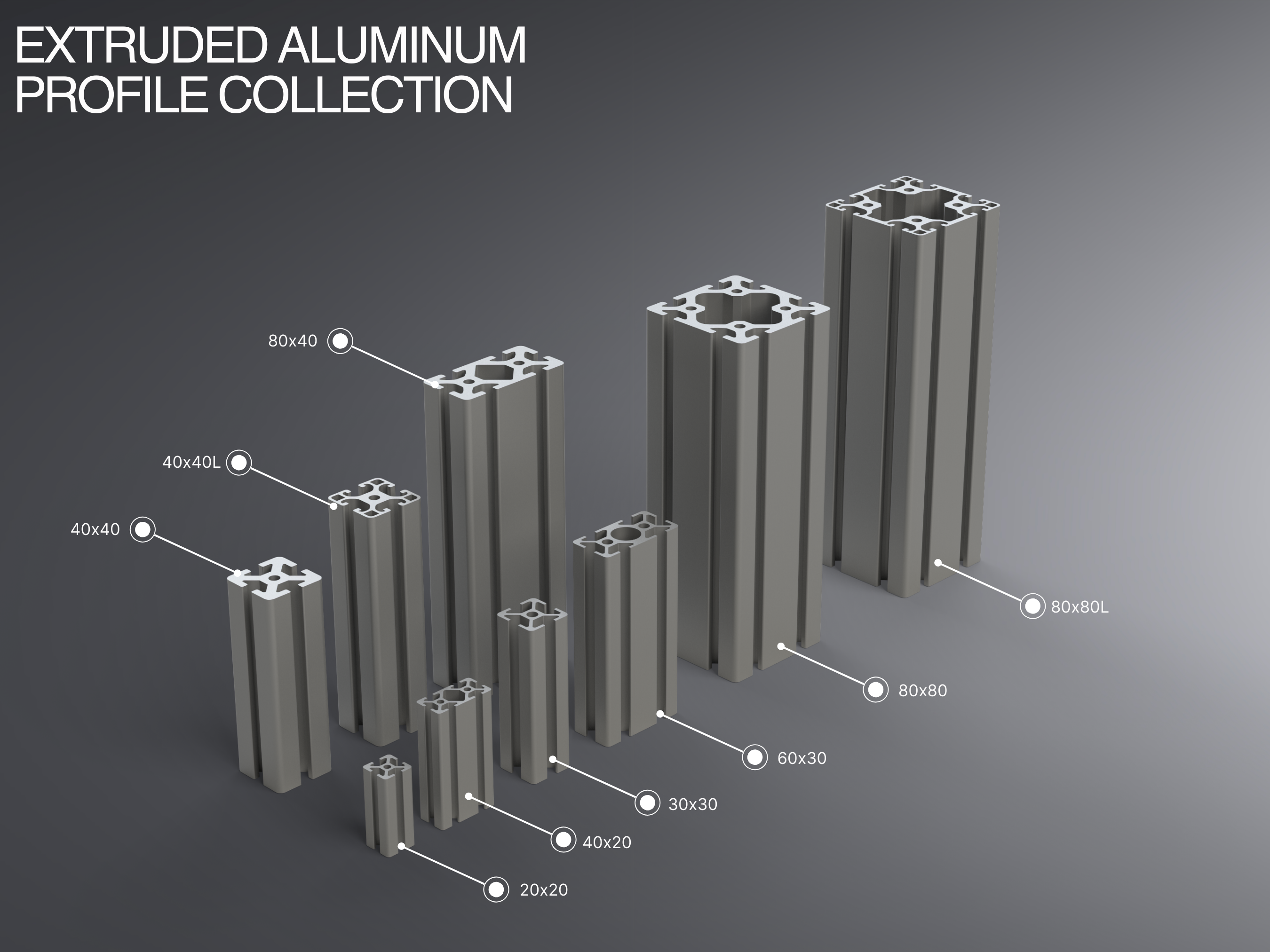 Extruded Aluminum Profile Collection 3D model thumbnail
