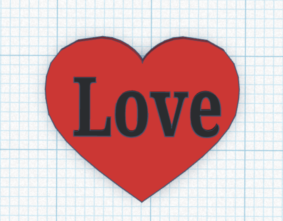 Corazón con texto "Love"